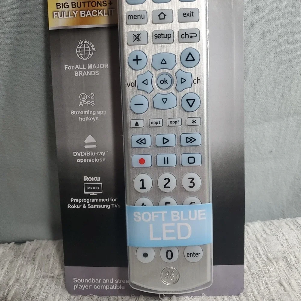 GE Ultra Pro Universal Remote 6 Device‎ Big Button Soft Blue LED New Sealed